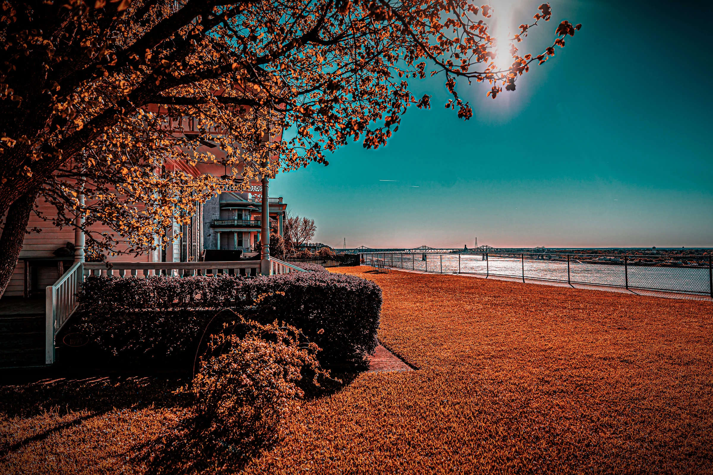 Teal shrimp boat at Ocean Springs marina
